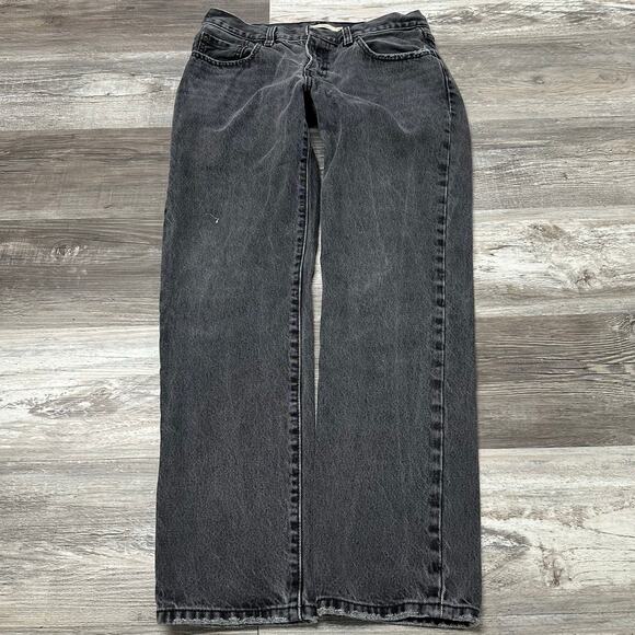 Levis Premium Faded Black Womens 28 Middy Straight Mid Rise Denim Jeans‎ Red Tab - Picture 2 of 14
